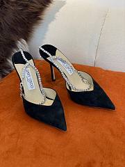 JIMMY CHOO Black Suede Saeda 100 Hotfix Heels - 2