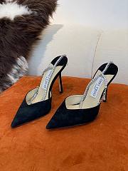 JIMMY CHOO Black Suede Saeda 100 Hotfix Heels - 6