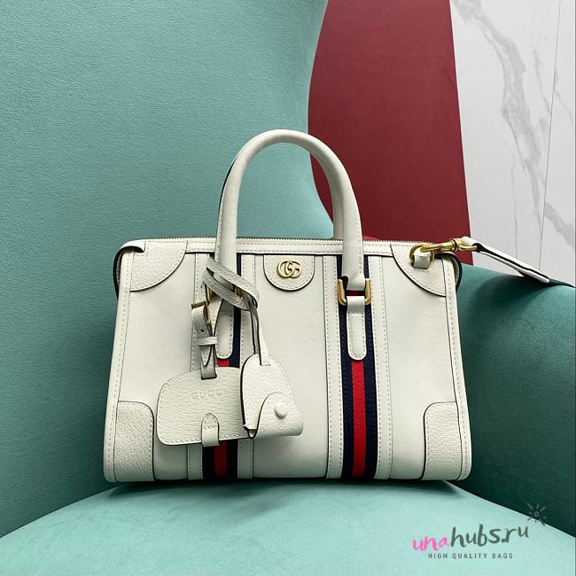 Gucci mini white leather double G bag - 1