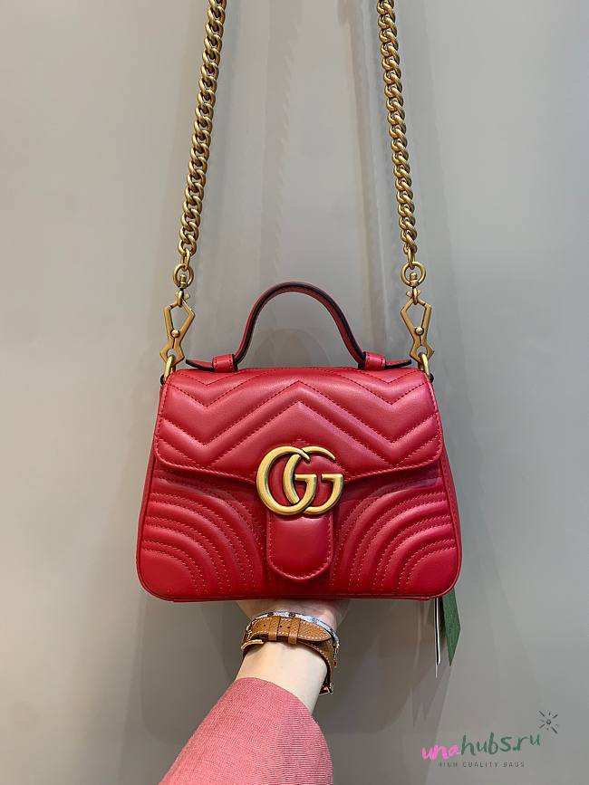 Gucci GG Marmont Small Red Leather Bag - 1