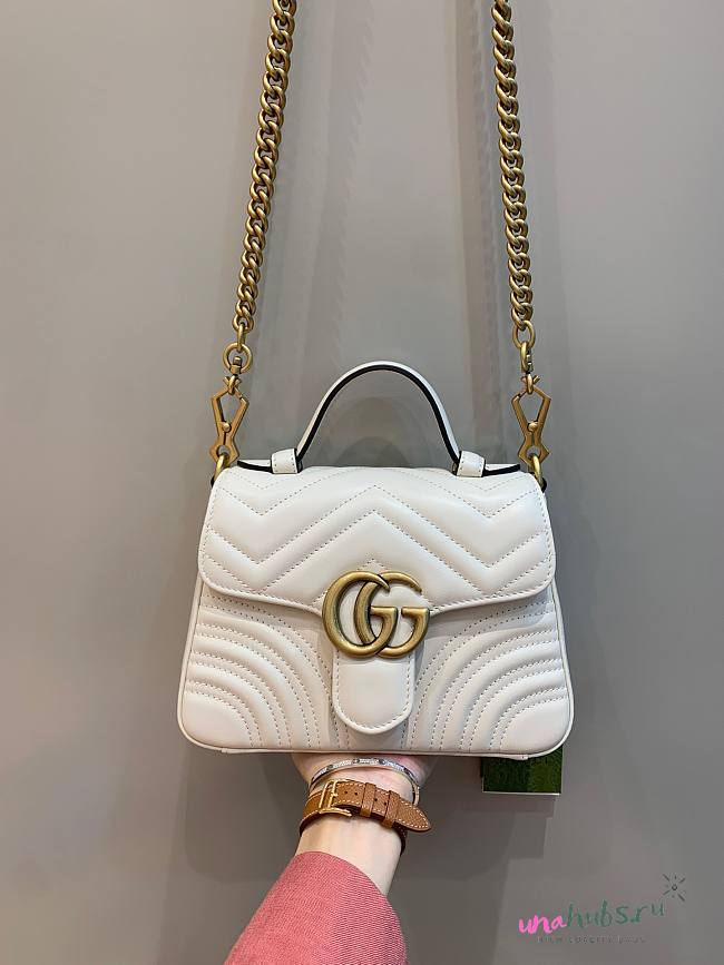 Gucci GG Marmont Small White Leather Bag - 1