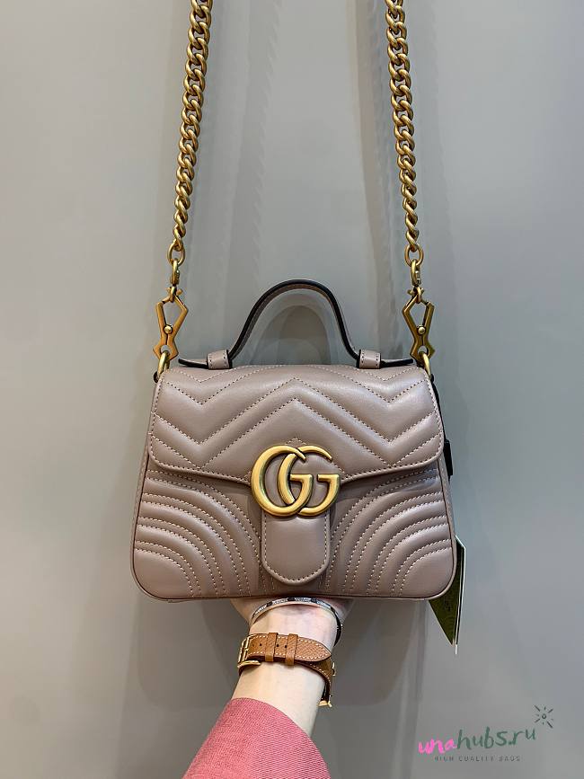 Gucci GG Marmont Small Beige Leather Bag - 1