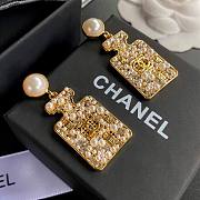 Chanel pearl tag drop earings  - 4