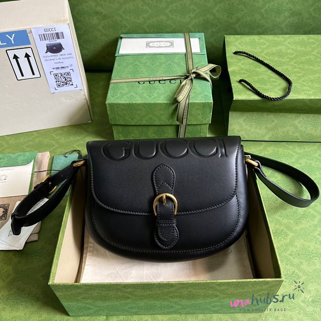 Gucci Embossed Leather Black leather shoulder bag  - 1