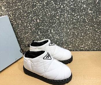 Prada padded nylon white short boot