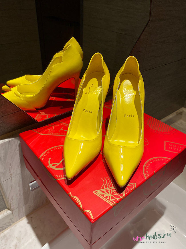 Louboutin Yellow Patent 100mm Heels - 1