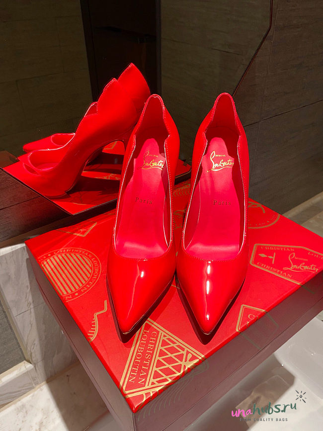 Louboutin Red Patent 100mm Heels - 1