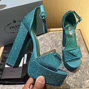 Prada Satin blue crystals heels 135 mm  - 4