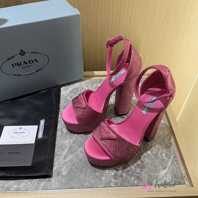 Prada Satin pink crystals heels 135 mm  - 1