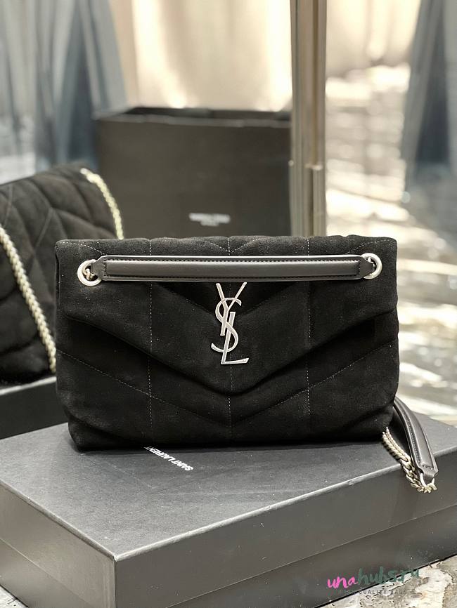 YSL Black Puffer Black Suede Leather Medium Bag  - 1