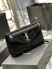 YSL Black Puffer Black Suede Leather Medium Bag  - 2