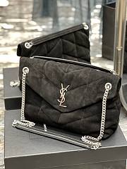 YSL Black Puffer Black Suede Leather Large Bag - 6