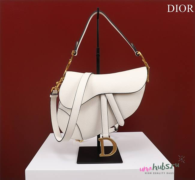 Dior Saddle white grained calfskin with strap bag  - 1