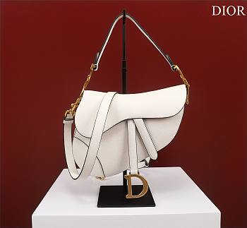 Dior Saddle white grained calfskin with strap bag 