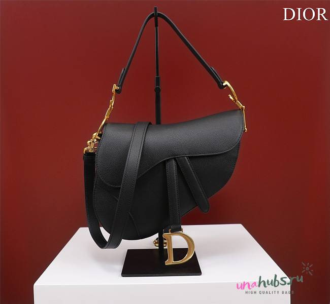 Dior Saddle black grained calfskin with strap bag - 1