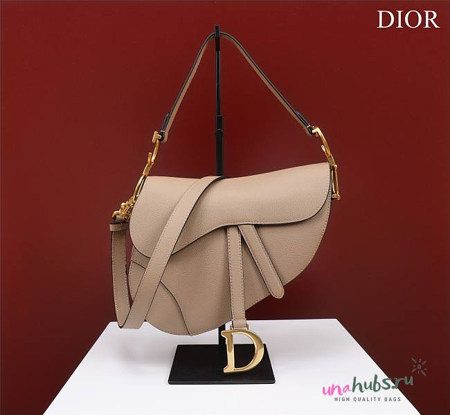 Dior Saddle beige grained calfskin with strap bag - 1