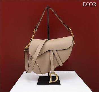 Dior Saddle beige grained calfskin with strap bag