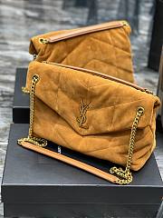 YSL Black Puffer Brown Suede Leather Large Bag  - 6