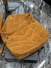 YSL Black Puffer Brown Suede Leather Large Bag  - 2