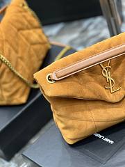 YSL Black Puffer Brown Suede Leather Medium Bag  - 5