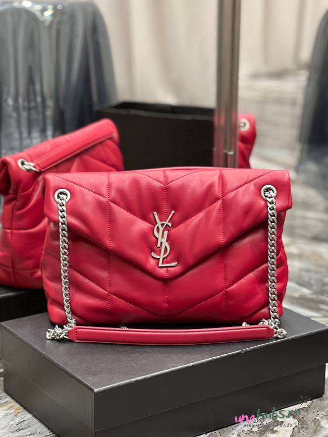 YSL Black Puffer Red Leather Large Bag - 1