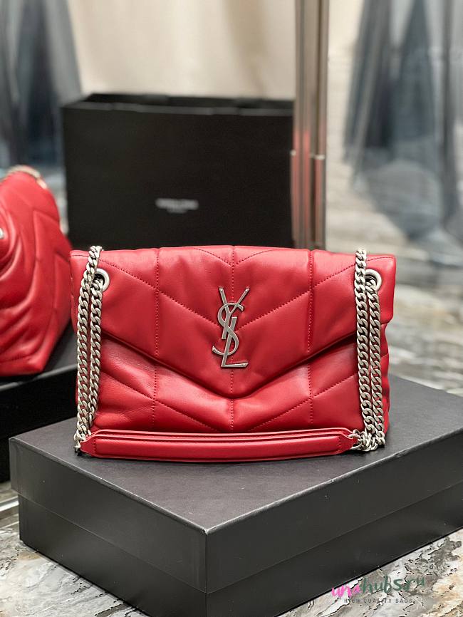 YSL Black Puffer Red Leather Medium Bag - 1