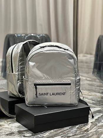 YSL Nylon silver backpack bag