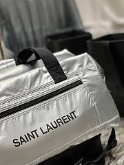 YSL Nylon Silver Zip-Up Luggage Bag - 5