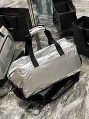 YSL Nylon Silver Zip-Up Luggage Bag - 3