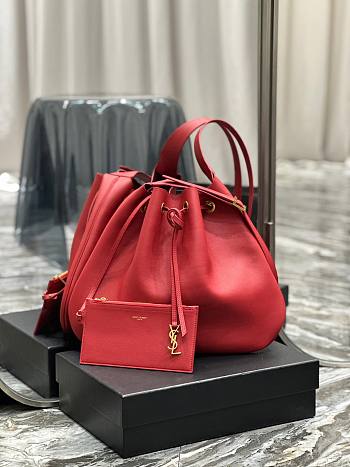 YSL Paris VII Hobo Red Leather Bag 