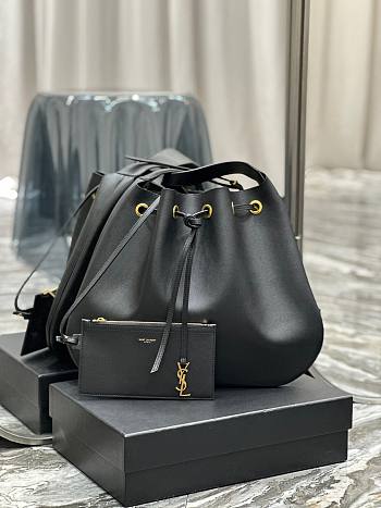 YSL Paris VII Hobo Black Leather Bag