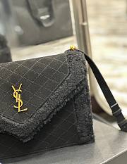 YSL Gaby Satchel Black Suede & Shearlin Bag  - 3