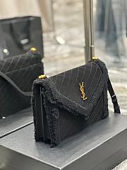 YSL Gaby Satchel Black Suede & Shearlin Bag  - 6