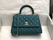 Chanel coco handle small blue caviar leather bag - 1