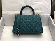 Chanel coco handle small blue caviar leather bag - 2