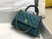 Chanel coco handle small blue caviar leather bag - 5