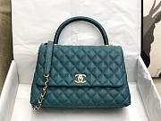 Chanel coco handle large blue caviar leather bag - 1