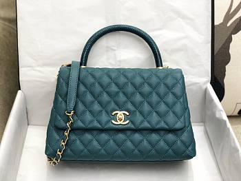 Chanel coco handle large blue caviar leather bag