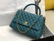 Chanel coco handle large blue caviar leather bag - 6