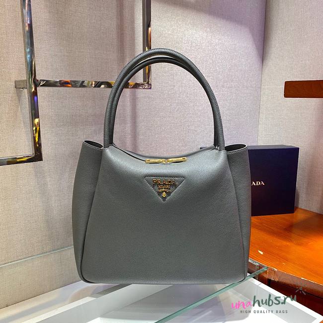 Prada medium logo-plaque gray tote bag - 1