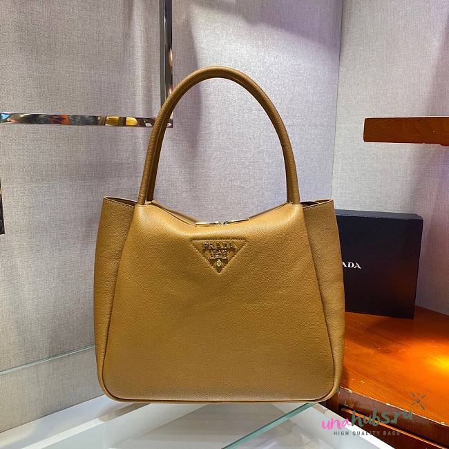 Prada medium logo-plaque brown tote bag - 1