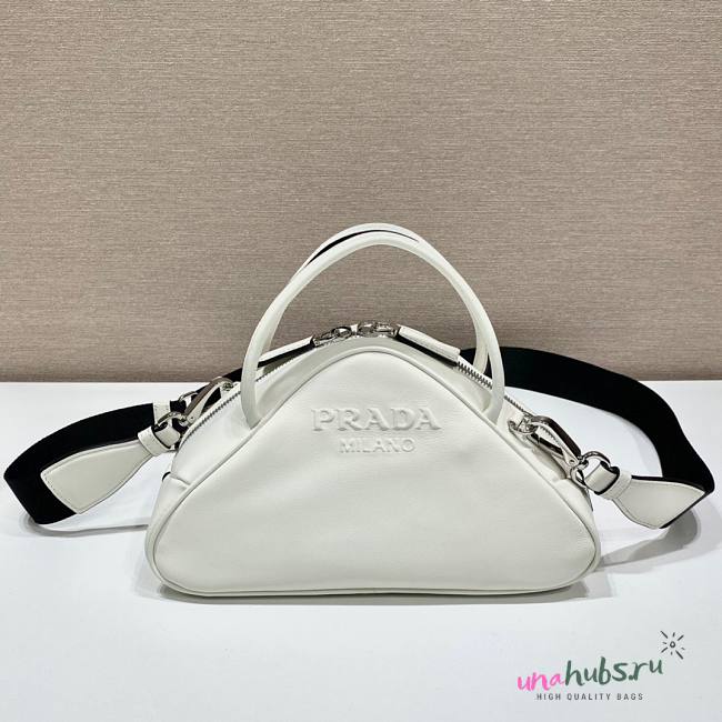 Prada Triangle White Leather Bag - 1