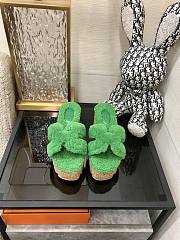 Hermes Oran green heeled sandals - 4