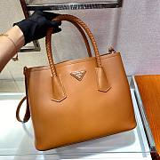 Prada Medium Double tote brown leather bag - 1