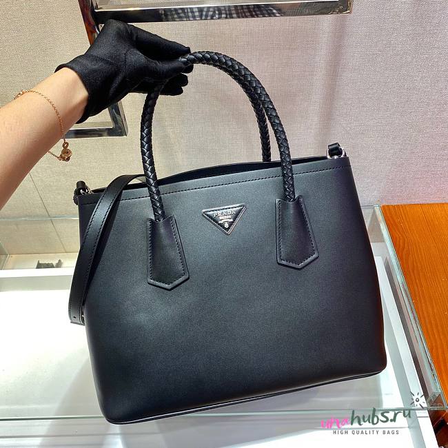 Prada Medium Double tote black leather bag - 1