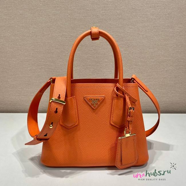 Prada Orange Saffiano Leather Mini Galleria Tote Bag - 1