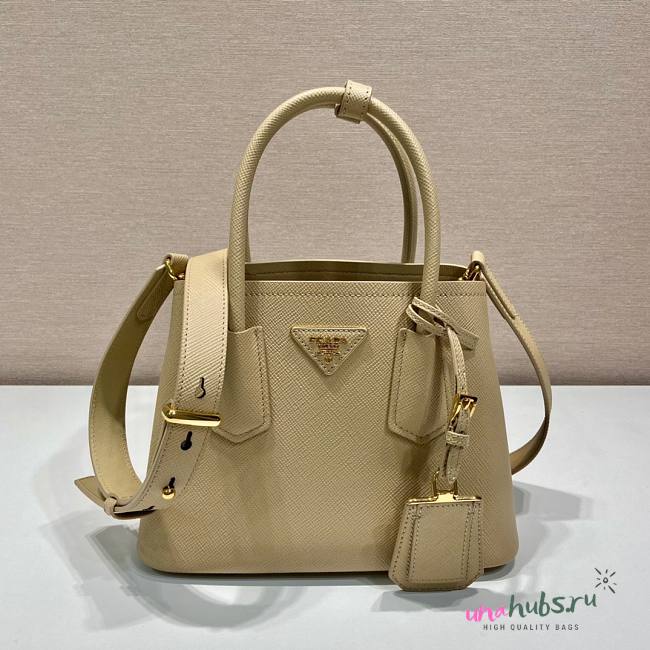 Prada Beige Saffiano Leather Mini Galleria Tote Bag - 1