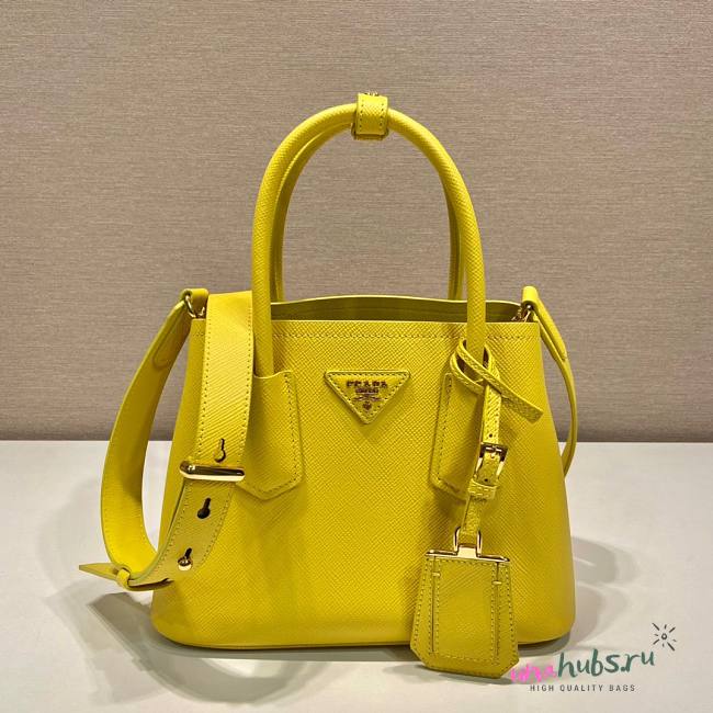 Prada Yellow Saffiano Leather Mini Galleria Tote Bag - 1