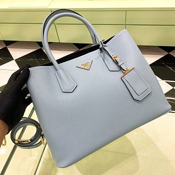 Prada Light Blue Saffiano Leather Small Galleria Tote Bag