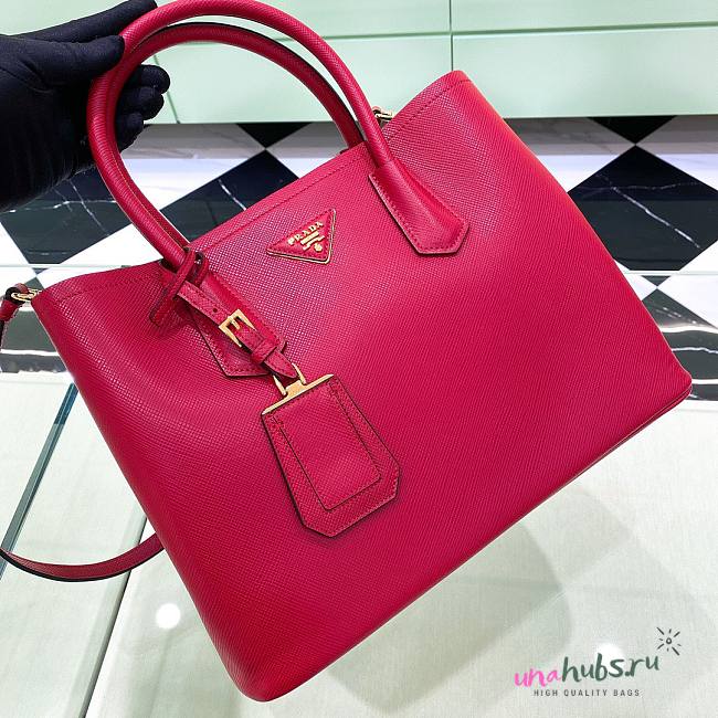 Prada Red Saffiano Leather Small Galleria Tote Bag - 1